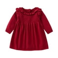 thumbnail image 1 of Lenpel Baby Girl's Sweater Dress Newborn Ruffle Long Sleeve Crew Neck Knitted Skirts Infant Fall Winter Outfits, 1 of 2