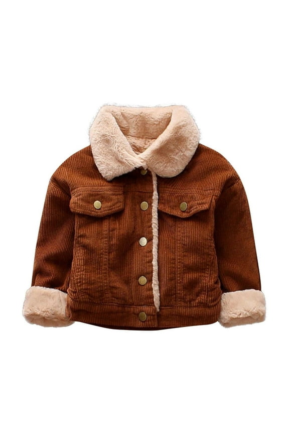 Baby Girls Boys' Corduroy Jacket Fleece Lined Lapel Button down Newborn Winter Coat Thick Warm Outwear