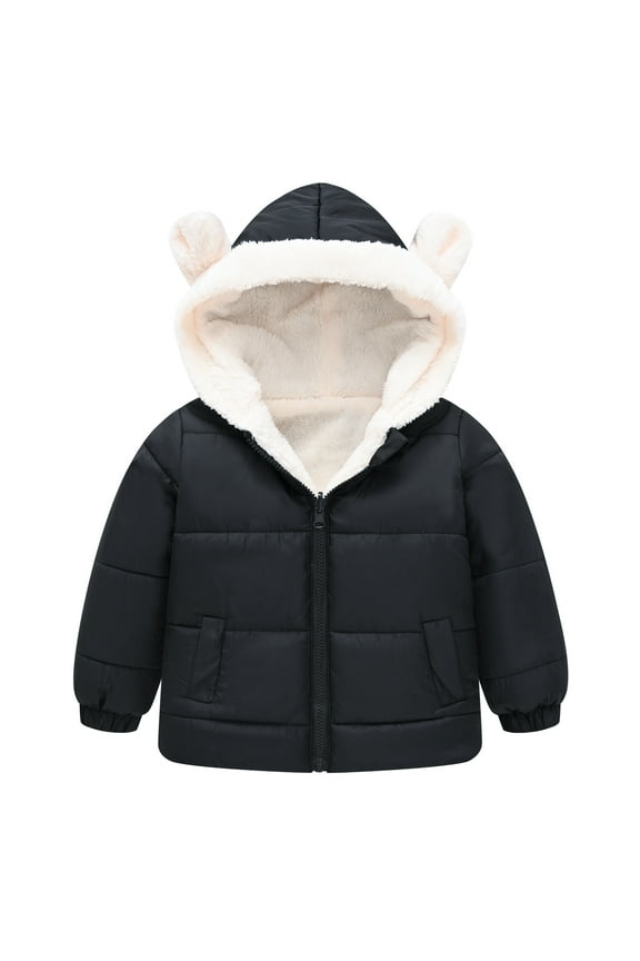 Baby Girls Boys' Puffer Jackets Cute Fleece Lined Zip up Hooded Quilted down Coat Padded Winter Outwear