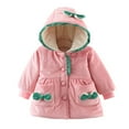 thumbnail image 1 of Lenpel Baby Girls' Fall Winter Coats Cute Button down Ruffle Soft Warm Jacket Fleece Hooded Outwear with Bow, 1 of 3