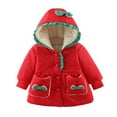 thumbnail image 1 of Lenpel Baby Girls' Fall Winter Coats Cute Button down Ruffle Soft Warm Jacket Fleece Hooded Outwear with Bow, 1 of 7