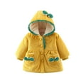 thumbnail image 1 of Lenpel Baby Girls' Fall Winter Coats Cute Button down Ruffle Soft Warm Jacket Fleece Hooded Outwear with Bow, 1 of 3