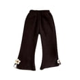 thumbnail image 1 of Lenpel Baby Girls' Pants Toddler Cotton Solid Elastic Waist Ribbed Wide Leg Bell Bottom Trousers Spring Fall Clothes, 1 of 3
