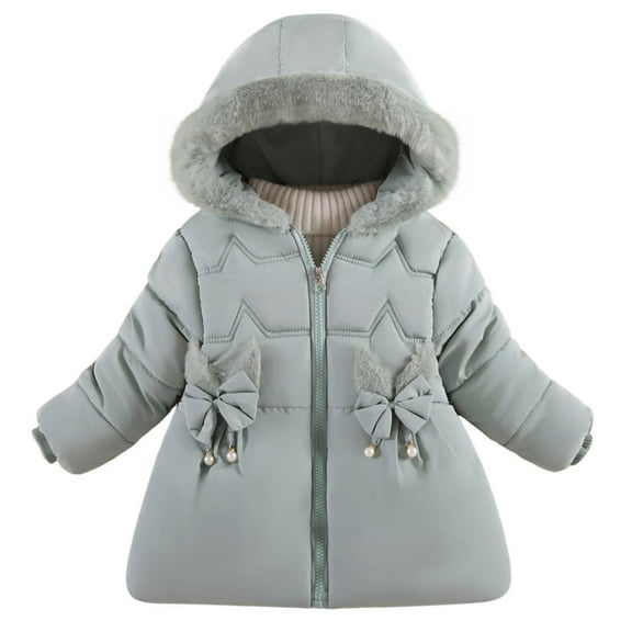 Lenpel Baby Girls' Winter Clothes Newborn Infants Zip up Hooded Quilted Thicken Warm Puffer Jacket Padded down Coat