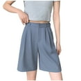 thumbnail image 1 of Lenpel Bermuda Shorts for Women Dressy Casual High Waisted Pleated Wide Leg Shorts Knee Length Summer Shorts with Pockets, 1 of 3
