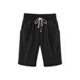 thumbnail image 1 of Lenpel Bermuda Shorts for Women Elastic High Waisted Drawstring Button Front Knee Length Shorts Summer Casual Shorts with Pockets, 1 of 7