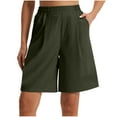 thumbnail image 1 of Lenpel Bermuda Shorts for Women High Waisted Wide Leg Pleated Knee Length Workout Long Shorts Casual Athletic Shorts with Pockets, 1 of 7