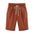 thumbnail image 1 of Lenpel Bermuda Shorts for Women Loose Drawstring Elastic High Waisted Summer Casual Shorts Knee Length Shorts with Pockets, 1 of 3