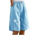 thumbnail image 1 of Lenpel Bermuda Shorts for Women Summer Elastic High Waisted Wide Leg Printed Casual Shorts Knee Length Shorts with Pockets, 1 of 7