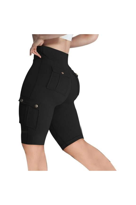 Biker Shorts for Women High Waisted Butt Lifting Knee Length Cargo Capri Leggings Booty Workout Running Pants