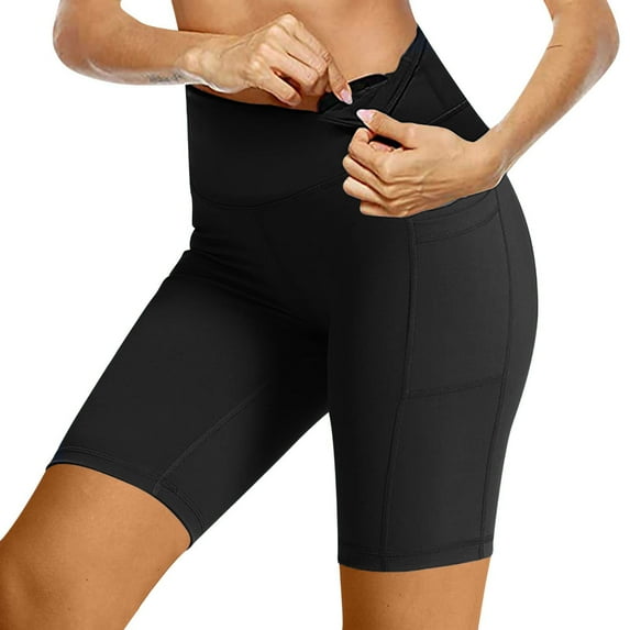 Lenpel Biker Shorts for Women High Waisted Workout Yoga Capri Leggings Running Athletic Shorts with Pockets