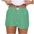 thumbnail image 1 of Lenpel Boxer Shorts for Women Summer Elastic High Waisted Plaid Sleep Lounge Shorts Casual Beach Shorts, 1 of 7