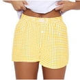 thumbnail image 1 of Lenpel Boxer Shorts for Women Summer Elastic High Waisted Plaid Sleep Lounge Shorts Casual Beach Shorts, 1 of 5