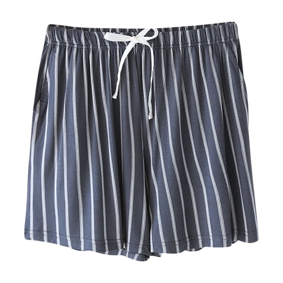 Lenpel Boxer Shorts for Women Casual Striped Elastic Waist Drawstring Lounge Shorts Summer Beach Shorts with Pockets