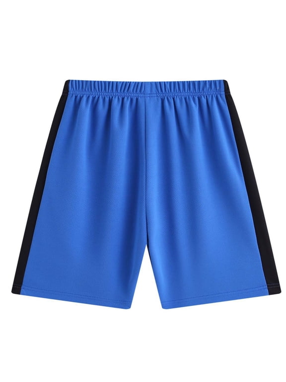 Boys' Athletic Shorts Elastic Waist Side Striped Pull on Textured Basketball Shorts Gym Sports Shorts 4-15 Y