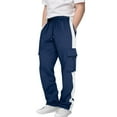thumbnail image 1 of Lenpel Boys' Cargo Sweatpants Elastic Waist Drawstring Color Block Straight Leg Athletic Pants Children Casual Trousers with Pockets(Navy,13-14 Years), 1 of 7