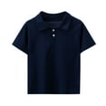 thumbnail image 1 of Lenpel Boys' Collared T Shirts Children Cotton Short Sleeve Quarter Button Lapel Active Performance Tees Casual Summer Tops, 1 of 1