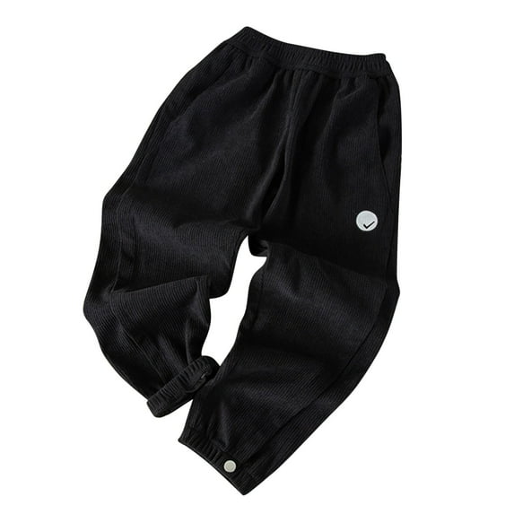 Lenpel Boys' Corduroy Pants Soft Elastic Waist Pull on Athletic Joggers Casual Loose Trousers for 7-16 Years