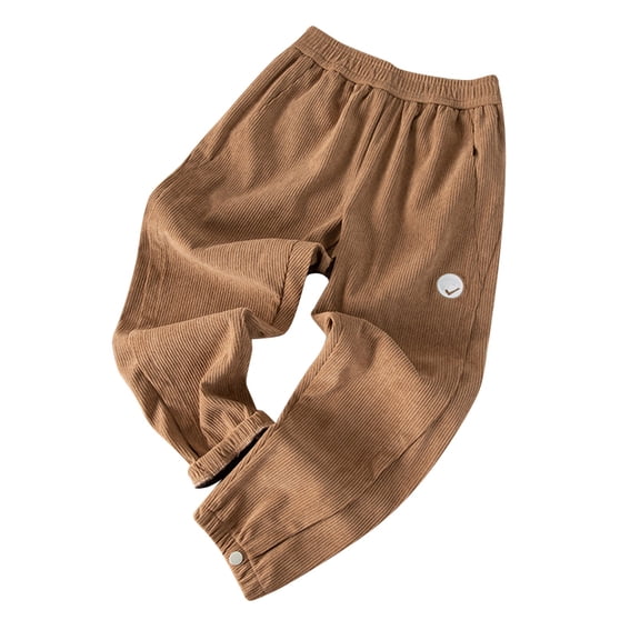 Lenpel Boys' Corduroy Pants Soft Elastic Waist Pull on Athletic Joggers Casual Loose Trousers for 7-16 Years