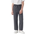 thumbnail image 1 of Lenpel Boys' Dress Pants Elastic Waist Straight Leg Pull on Pants Twill Casual Trousers with Pockets for Children 3-18 Y(Gray,3-4 Years), 1 of 6
