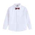 thumbnail image 1 of Lenpel Boys' Dress Shirts Long Sleeve Bow Knot Collared Curved Hem Button down Blouses School Casual Formal Tops for Kids(Red,14-15 Years), 1 of 7