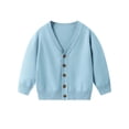 thumbnail image 1 of Lenpel Boys Girls' Cardigan Sweaters Unisex Toddler Long Sleeve V Neck Button down Knit Cardigans Casual Outwear Jackets(Light Blue,2-3 Years), 1 of 6