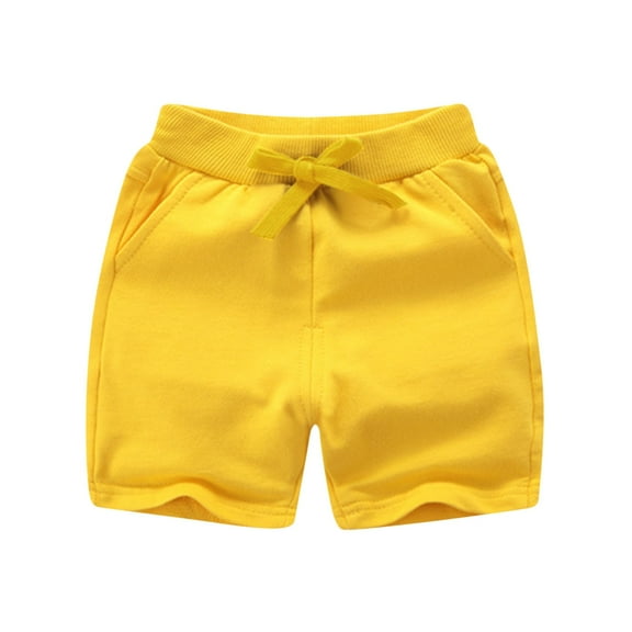 Lenpel Boys Girls' Cotton Shorts Unisex Baby Toddler Soft Elastic Waist Pull on Jogger Shorts Summer Casual Shorts with Pockets 1-12 Y