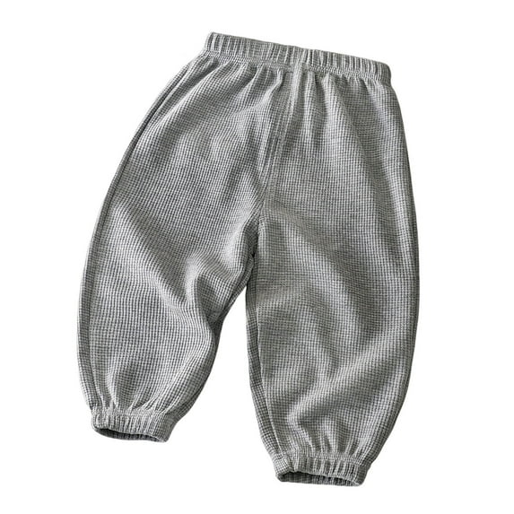 Lenpel Boys Girls' Jogger Pants Toddler Baby Elastic Waist Textured Knit Pull on Pants Unisex Newborn Clothes 3 M-8 Y(Gray,7-8 Years)