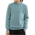 thumbnail image 1 of Lenpel Boys Girls' Pullover Sweaters Long Sleeve Mock Neck Solid Color Fleece Warm Basic Tops Fall Winter Clothes, 1 of 3
