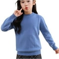 thumbnail image 1 of Lenpel Boys Girls' Pullover Sweaters Long Sleeve Mock Neck Solid Color Fleece Warm Basic Tops Fall Winter Clothes, 1 of 3