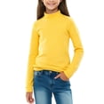 thumbnail image 1 of Lenpel Boys Girls' T-Shirts Toddler Cotton Long Sleeve Mock Neck Base Layer Tops Basic Casual Tee Blouses Kids Thermal Shirts(Yellow,11-12 Years), 1 of 4