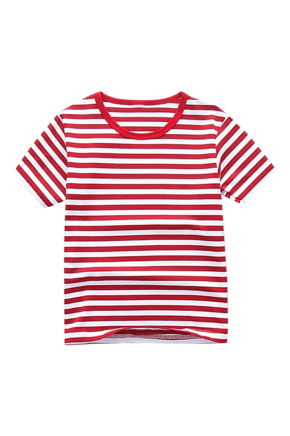 Boys Girls' T Shirts Unisex Children Cotton Short Sleeve Crew Neck Striped Tees Soft Casual Summer Tops 2-13 Y