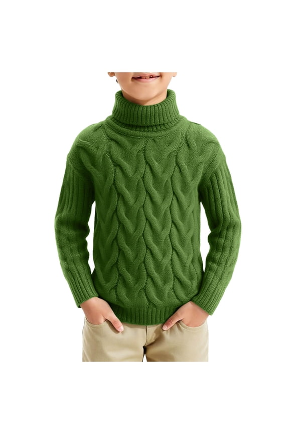 Boys Girls' Turtleneck Sweaters Unisex Baby Toddler Long Sleeve Cable Knit Pullover Sweater Tops Fall Winter Clothes(Green,2-3 Years)