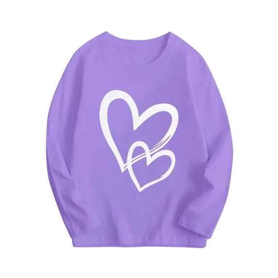 Lenpel Boys Girls' Valentine's Day T Shirts Long Sleeve Crew Neck Printed Casual Tops Toddler Cute Tees 3-10 Y