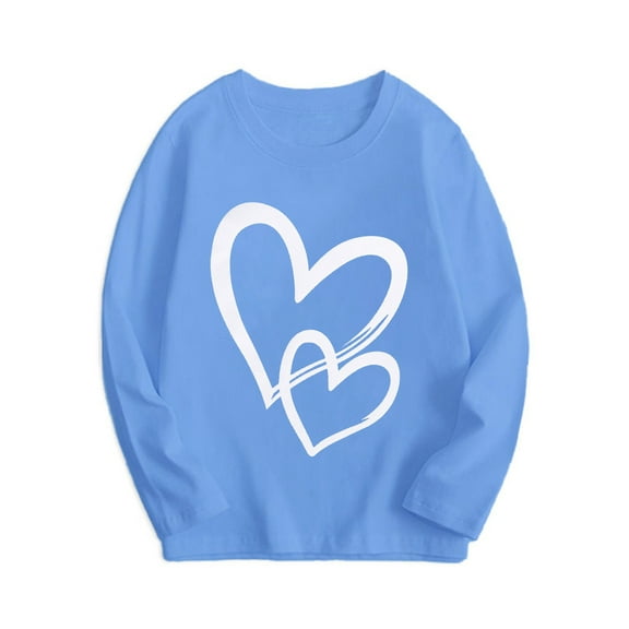 Lenpel Boys Girls' Valentine's Day T Shirts Long Sleeve Crew Neck Printed Casual Tops Toddler Cute Tees 3-10 Y