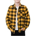 thumbnail image 1 of Lenpel Boys' Plaid Shackets Toddler Long Sleeve Collared Curved Hem Button down Shirts Children Shirt Jackets with Pockets(Yellow,8-9 Years), 1 of 7