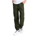 thumbnail image 1 of Lenpel Boys' Sweatpants Cotton Elastic Waist Drawstring Athletic Casual Jogger Pants Children Active Workout Pants with Pockets(Army Green,14-15 Years), 1 of 5