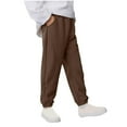 thumbnail image 1 of Lenpel Boys' Sweatpants Fall Winter Warm Elastic Waist Pull on Athletic Pants Soft Casual Active Joggers for Children 2-15 Y(Brown,7-8 Years), 1 of 5