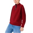 thumbnail image 1 of Lenpel Boys' Sweatshirts Casual Quarter Zip Collared Long Sleeve Pullover Sweatshirt Tops Fall Winter Clothes for Kids(Red,11-12 Years), 1 of 7