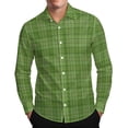thumbnail image 1 of Lenpel Button down Shirts for Men Plaid Fall Collared Long Sleeve Dress Shirts Curved Hem Business Casual Work Tops(Green dd4,3X-Large), 1 of 7