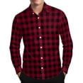thumbnail image 1 of Lenpel Button down Shirts for Men Plaid Fall Collared Long Sleeve Dress Shirts Curved Hem Business Casual Work Tops(Red bb2,3X-Large), 1 of 7