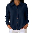 thumbnail image 1 of Lenpel Button down Shirts for Women Fall Fashion Collared Tops Lightweight Dressy Casual Solid Color Blouses, 1 of 6