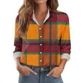 thumbnail image 1 of Lenpel Button down Shirts for Women Trendy Long Sleeve Collared Plaid Business Casual Tops Loose Tunic Blouses(Yellow,X-Large), 1 of 5
