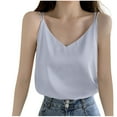 thumbnail image 1 of Lenpel Camisole Tops for Women Chiffon Spaghetti Strap V Neck Casual Loose Tank Tops Sleeveless Summer Blouses, 1 of 4