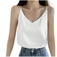 thumbnail image 1 of Lenpel Camisole Tops for Women Chiffon Spaghetti Strap V Neck Casual Loose Tank Tops Sleeveless Summer Blouses, 1 of 4