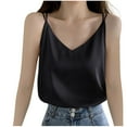 thumbnail image 1 of Lenpel Camisole Tops for Women Chiffon Spaghetti Strap V Neck Casual Loose Tank Tops Sleeveless Summer Blouses, 1 of 4