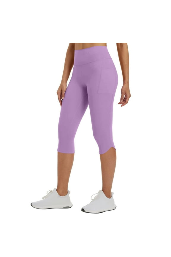 Capri Leggings for Women High Waisted Cropped Stretchy Athletic Yoga Pants Running Workout Tights with Pockets