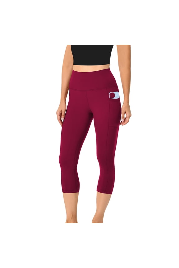 Capri Leggings for Women High Waisted Stretchy No See Through Cropped Compression Yoga Pants Athletic Running Capris
