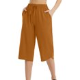 thumbnail image 1 of Lenpel Capri Pants for Women Casual Elastic High Waisted Drawstring Cropped Hiking Pants Lightweight Athletic Joggers, 1 of 6