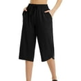 thumbnail image 1 of Lenpel Capri Pants for Women Casual Elastic High Waisted Drawstring Cropped Hiking Pants Lightweight Athletic Joggers, 1 of 6